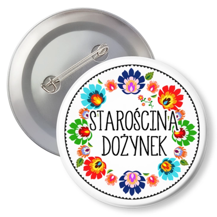 przypinka z agrafką Starościna Dożynek wzór łowicki