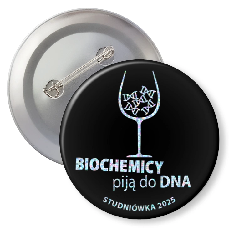 przypinka brokatStudniówka brokatowa biochemicy czarna