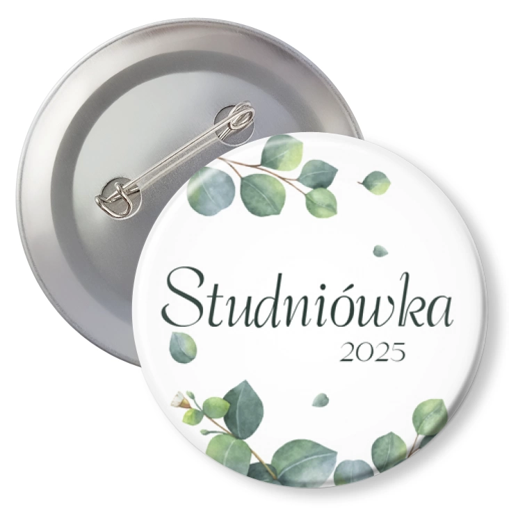 przypinka z agrafką Studniówka button z listkami