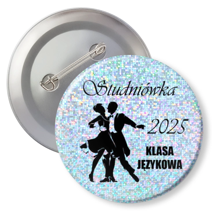 przypinka brokatStudniówka - klasa językowa
