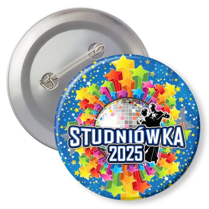 przypinka z agrafką Studniówka z kulą disco