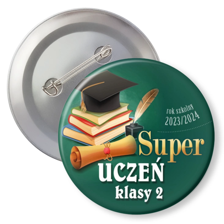 przypinka z agrafką Super uczeń klasy 2