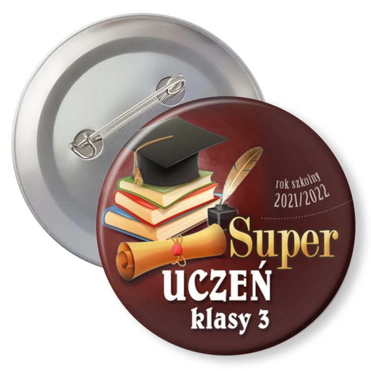 przypinka z agrafką Super uczeń klasy 3