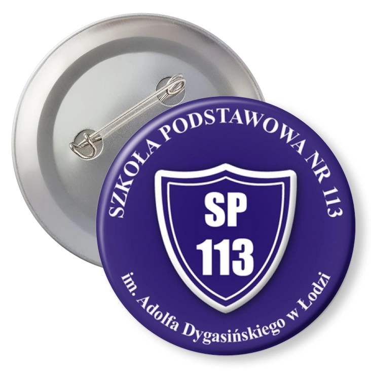 przypinka z agrafką Szkoła Podstawowa nr 113 w Łodzi