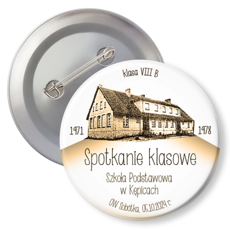 przypinka z agrafką Szkoła Podstawowa w Kępicach spotkanie klasowe