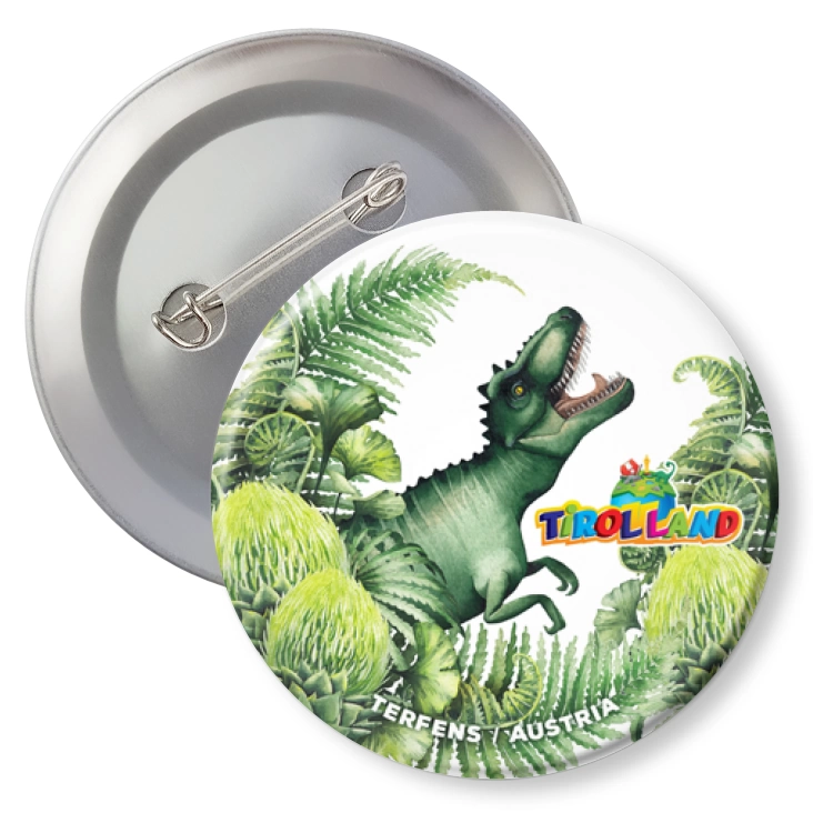 przypinka agrafka Tyranozaur wśród roślin Tirolland
