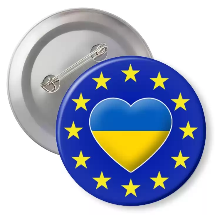 przypinka z agrafką Ukraina w gwiazdkach Unii Europejskiej