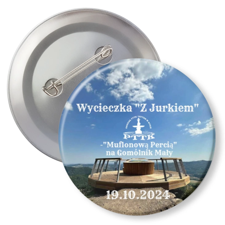 przypinka z agrafką Wycieczka z Jurkiem na Gomólnik Mały