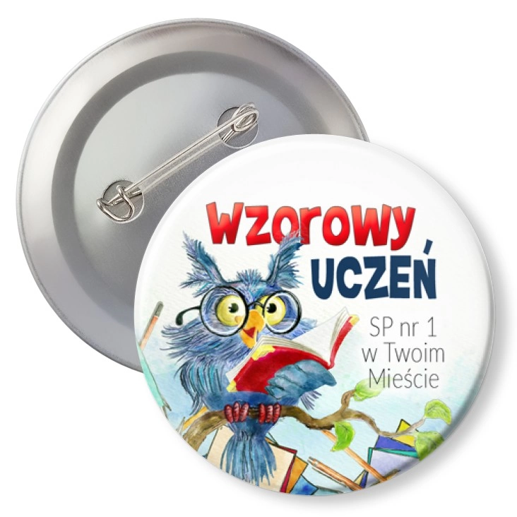 przypinkaWzorowy Uczeń sowa w okularach