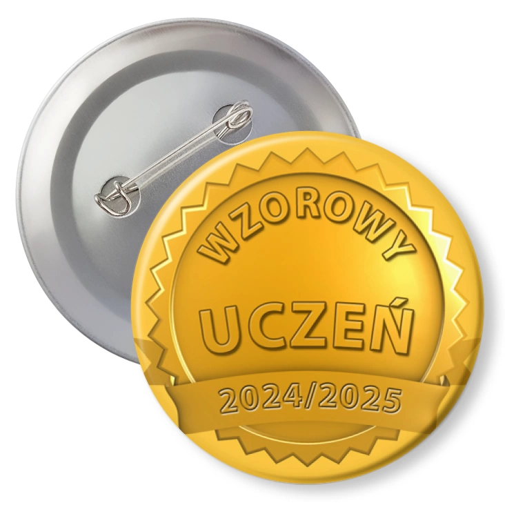 przypinka z agrafką Wzorowy uczeń złoty medal