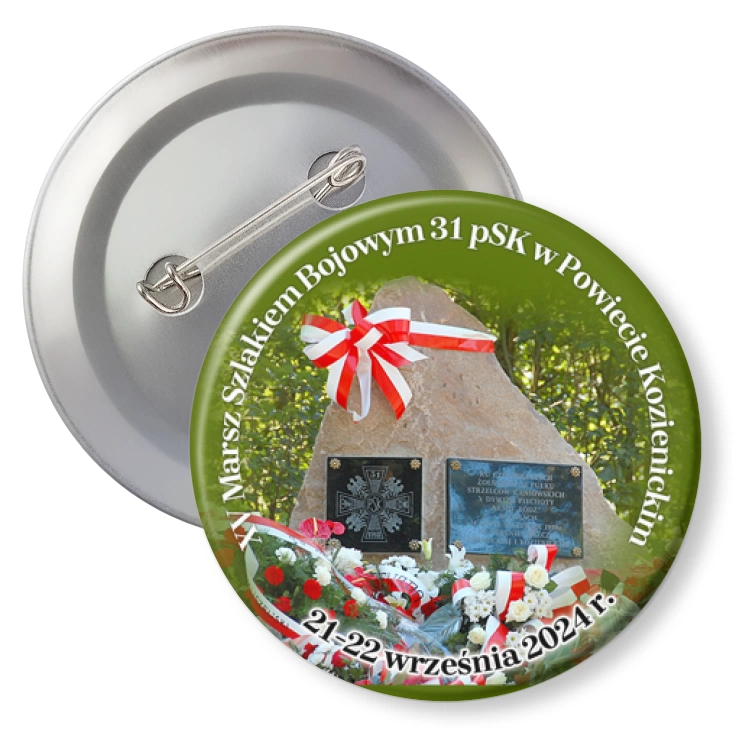 przypinka z agrafką XV Marsz Szlakiem Bojowym 31 pSK w Powiecie Kozienickim
