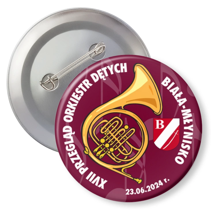 przypinka z agrafką XVII Przegląd Orkiestr Dętych Biała-Młynisko