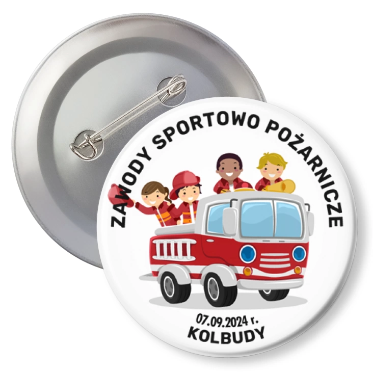 przypinka z agrafką Zawody Sportowo Pożarnicze Kolbudy 2024