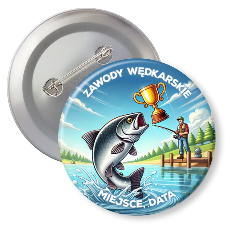 przypinkaZawody wędkarskie ryba z pucharem