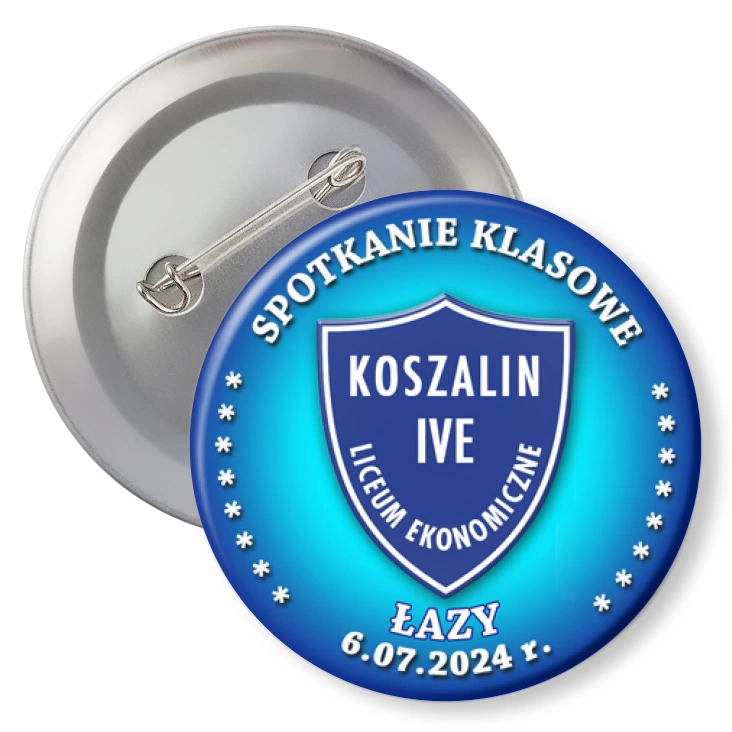 przypinka z agrafką Zjazd Klasowy po 30 latach Liceum Ekonomiczne Koszalin