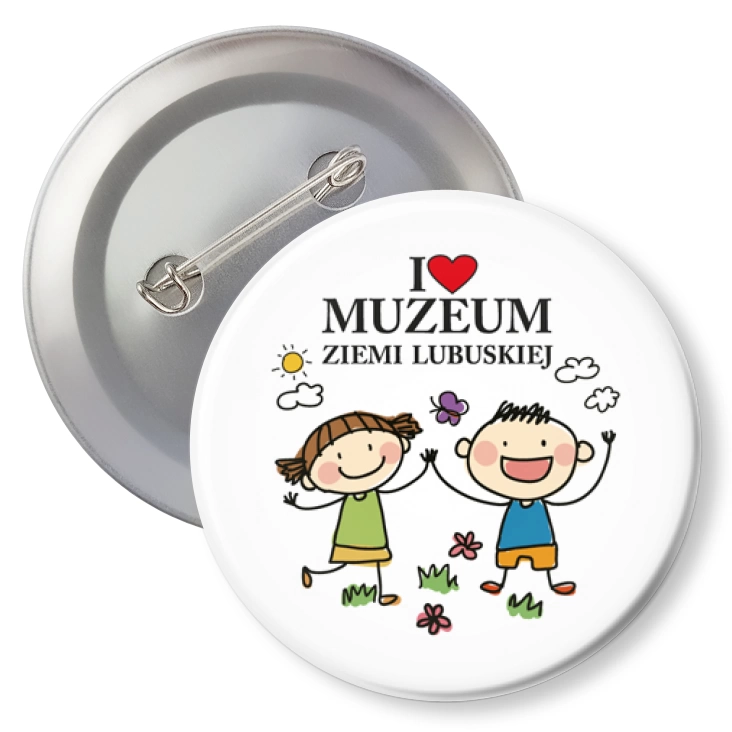 przypinka z agrafką I love Muzeum Ziemi Lubuskiej