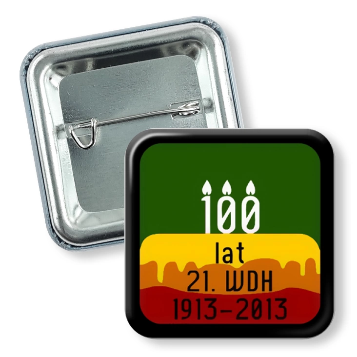 przypinka kwadrat agrafka 100 lat 21. WDH