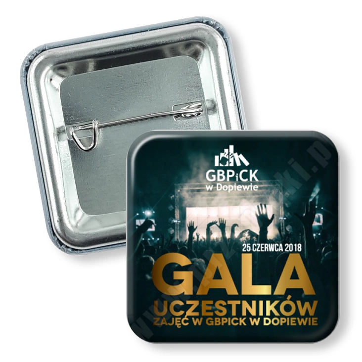przypinka kwadrat agrafka Gala Uczestników
