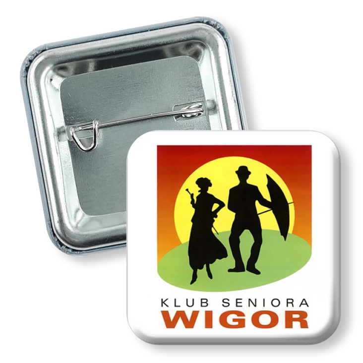 przypinka kwadrat agrafka Klub Seniora Wigor