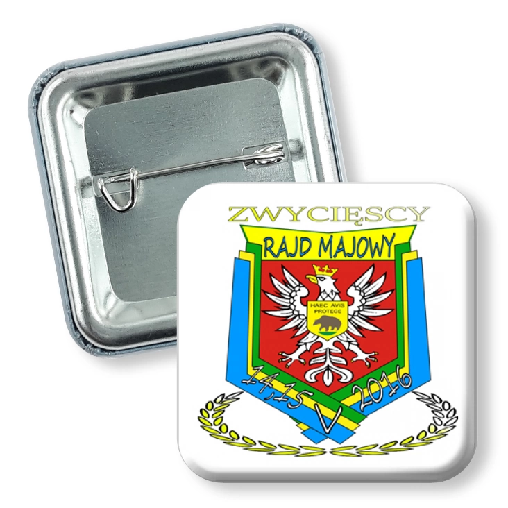 przypinka kwadrat agrafka Rajd majowy - Zwycięscy