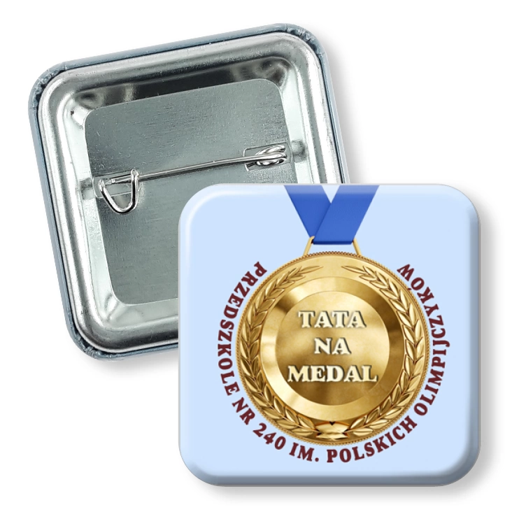 przypinka kwadrat agrafka Tata na medal