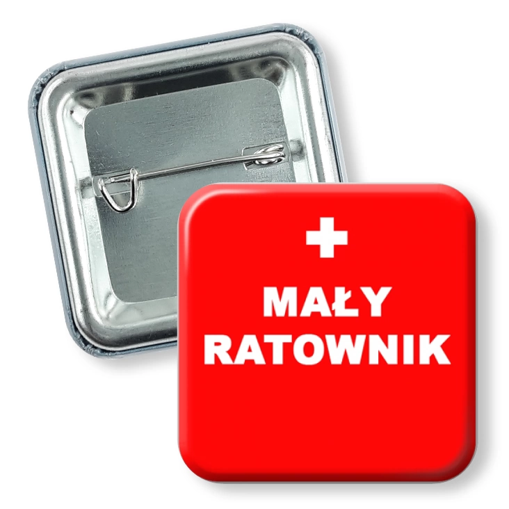 przypinka kwadratMały ratownik czerwone tło