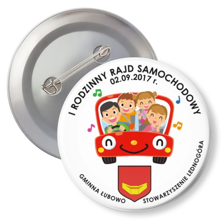przypinka z agrafką 1 Rodzinny Rajd Samochodowy 2017