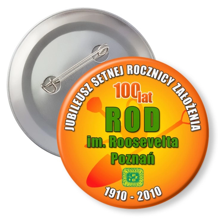 przypinka z agrafką 100 lat ROD im. Roosevelta Poznań