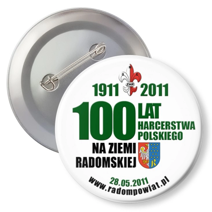 przypinka z agrafką 100 lat ZHP na ziemi radomskiej