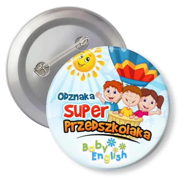 przypinka z agrafką Baby English Odznaka Super Przedszkolaka