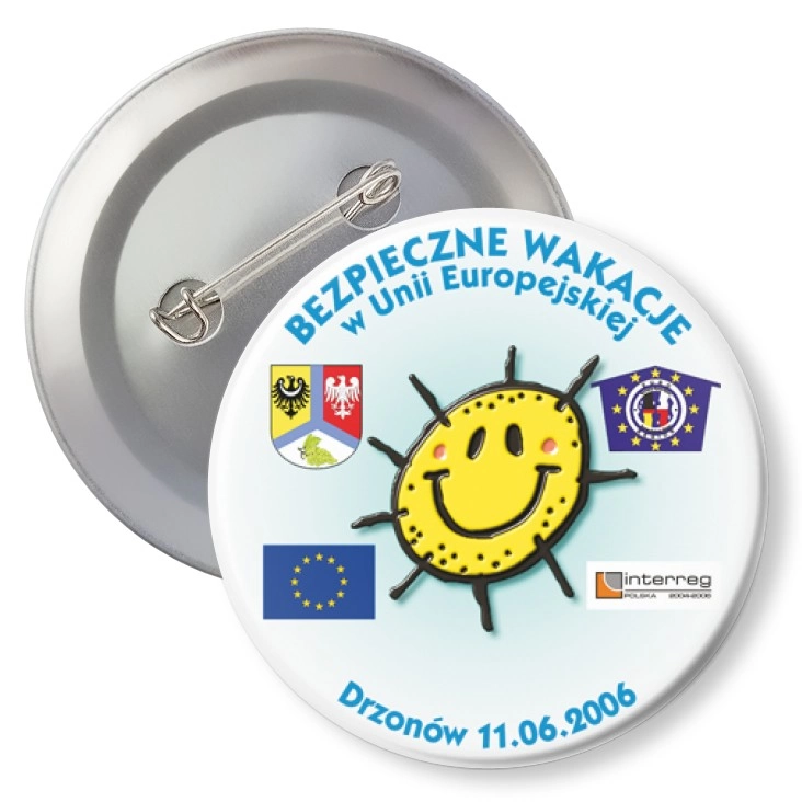 przypinka agrafka Bezpieczne Wakacje w Unii Europejskiej