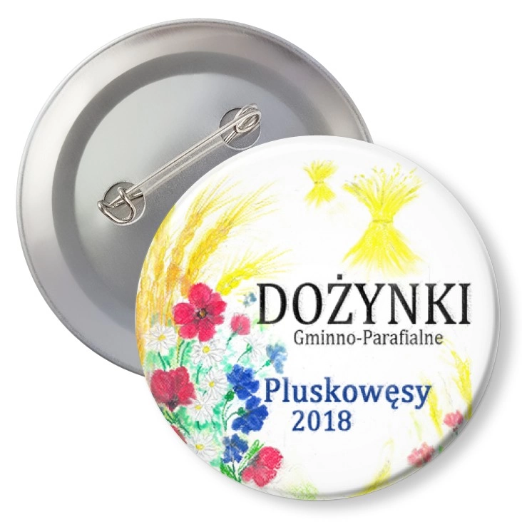 przypinka z agrafką Dożynki Pluskowęsy 2018