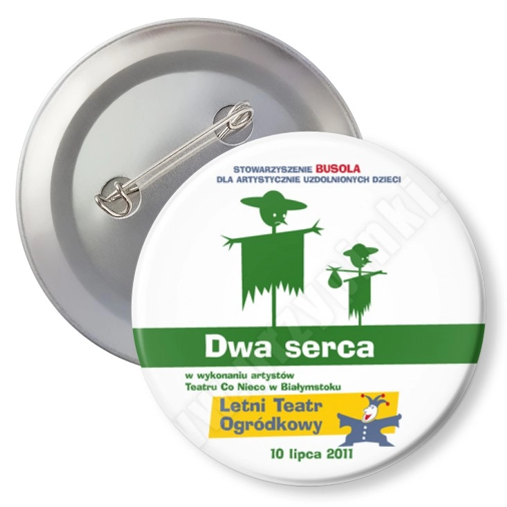przypinka z agrafką Dwa serca