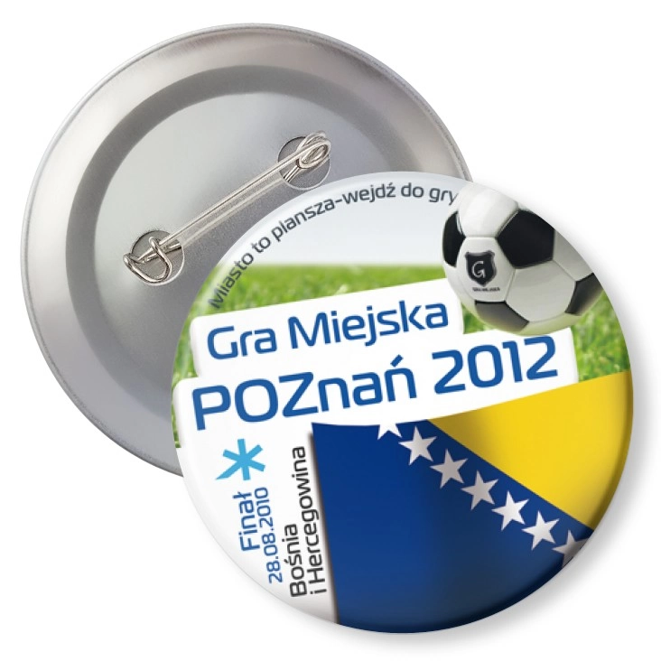 przypinka z agrafką Gra Miejska - Poznań 2012 - Bośnia i Hercegowina