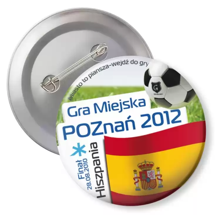 przypinka z agrafką Gra Miejska - Poznań 2012 - Hiszpania