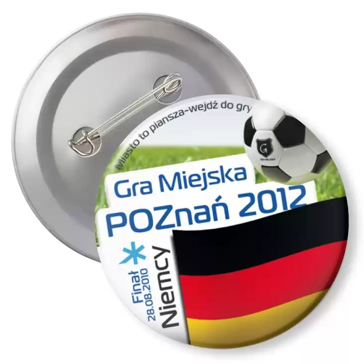 przypinka z agrafką Gra Miejska - Poznań 2012 - Niemcy