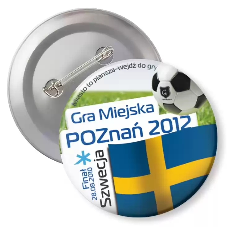 przypinka z agrafką Gra Miejska - Poznań 2012 - Szwecja