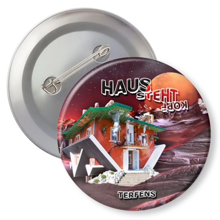 przypinka z agrafką Haus Steht Kopf