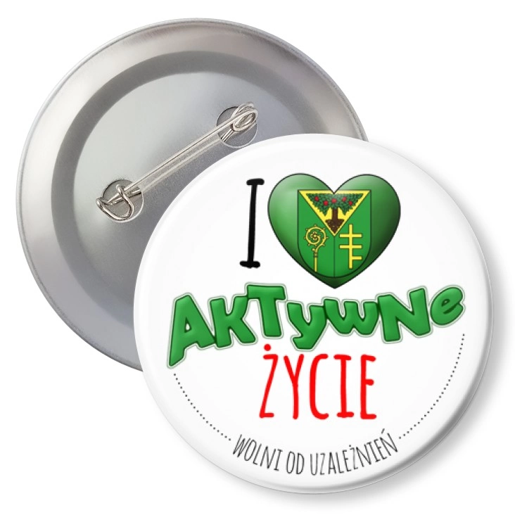 przypinka z agrafką I love aktywne życie