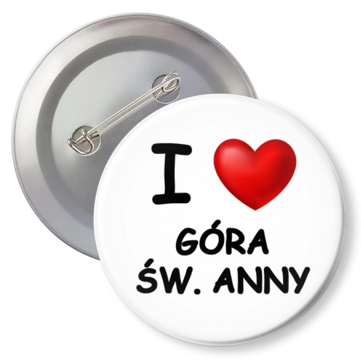 przypinka z agrafką I love Góra św. Anny