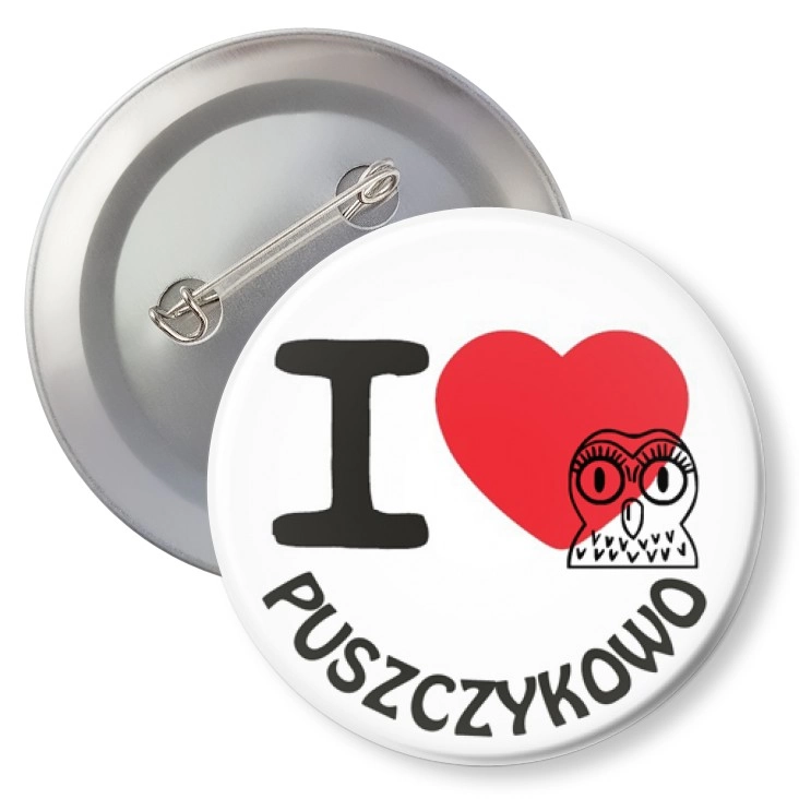 przypinka z agrafką I love Puszczykowo