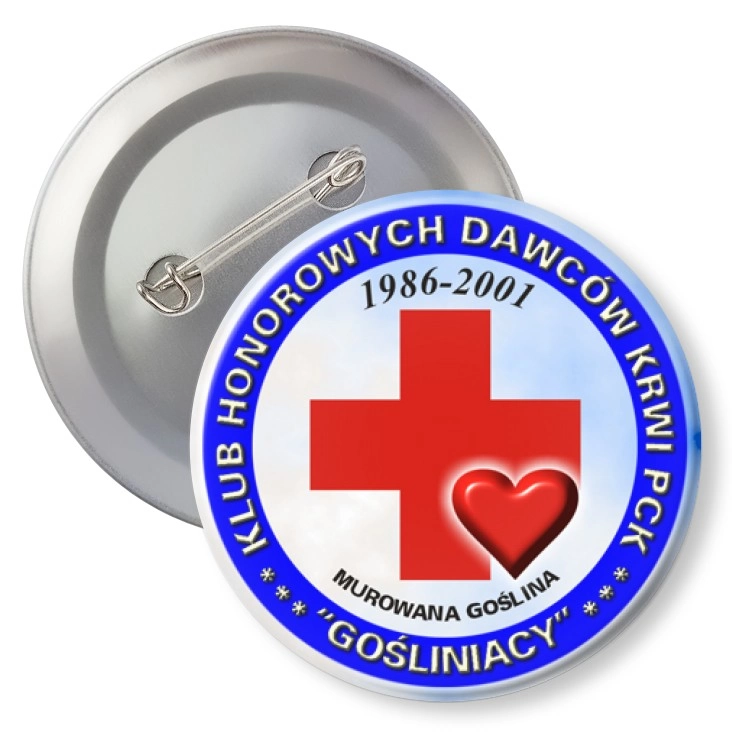 przypinka z agrafką Klub Honorowych Dawców Krwi