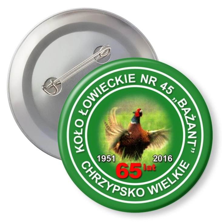 przypinka z agrafką Koło Łowieckie Bażant