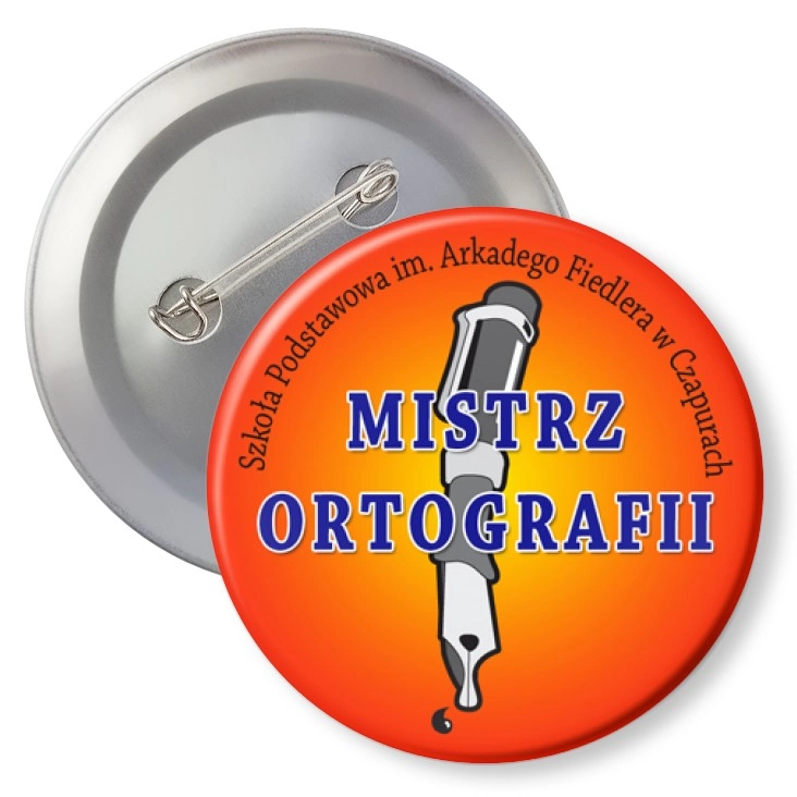 przypinka z agrafką Mistrz ortografii