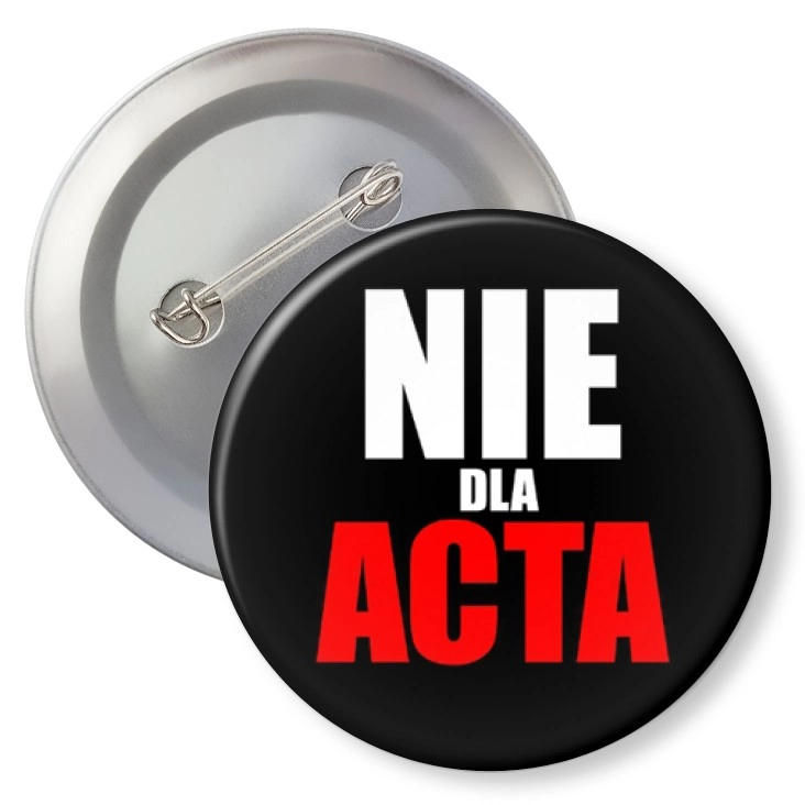 przypinka agrafka Nie dla ACTA