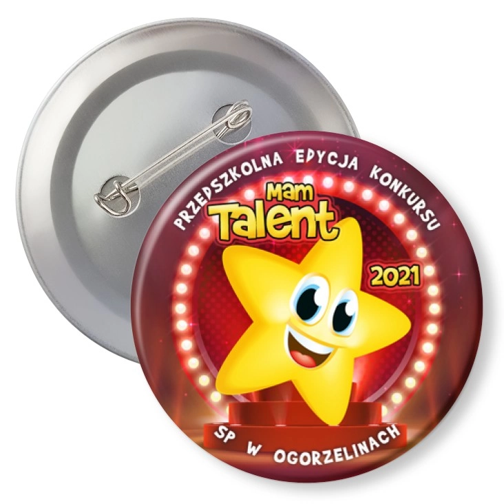 przypinka agrafka Przedszkolna edycja konkursu Mam Talent 2021
