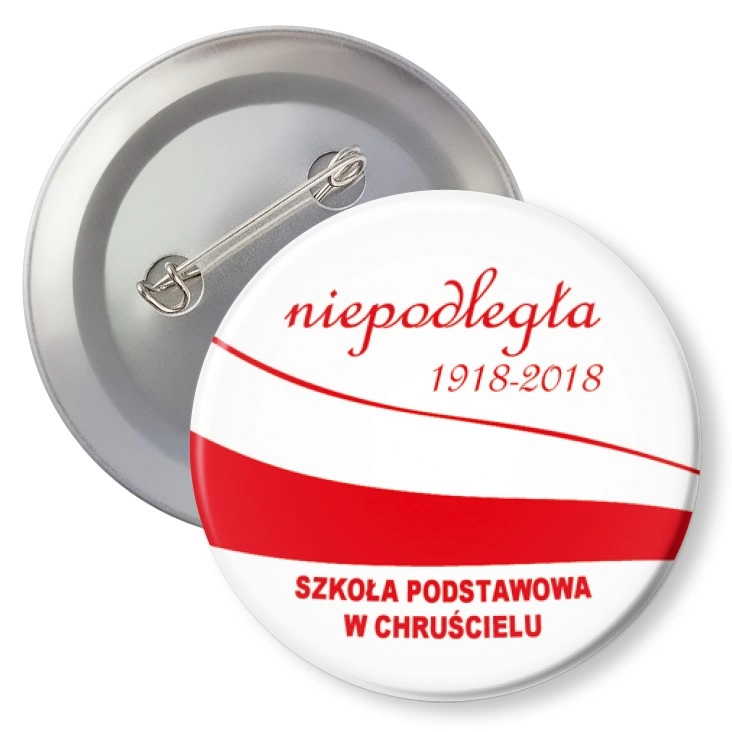 przypinka z agrafką Szkoła Podstawowa w Chruścielu