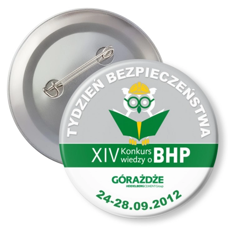 przypinka z agrafką XIV Konkurs Wiedzy o BHP