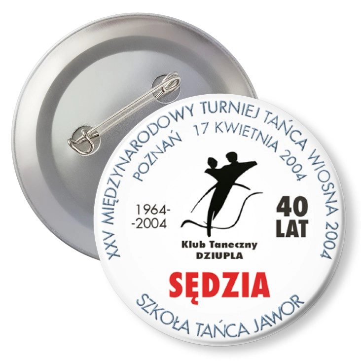 przypinka z agrafką XXV Międzynarodowy Turniej Tańca - SĘDZIA