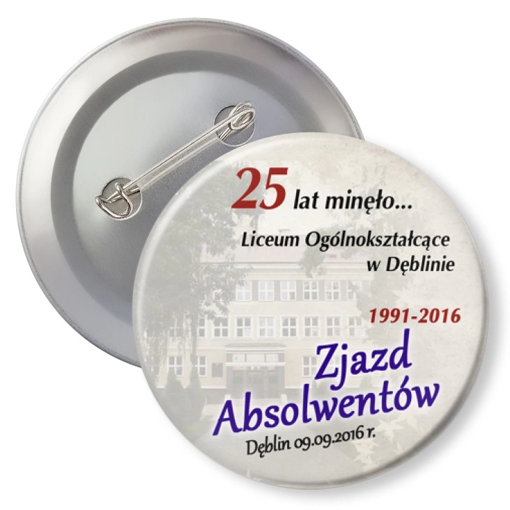 przypinka z agrafką Zjazd Absolwentów LO Dęblin 2016